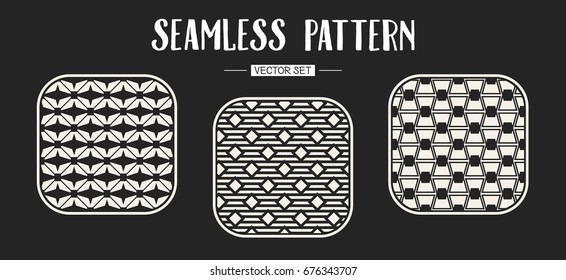 Abstract concept vector monochrome geometric pattern. Black and white minimal background. Creative illustration template. Seamless stylish texture. For wallpaper, surface, web design, textile, decor