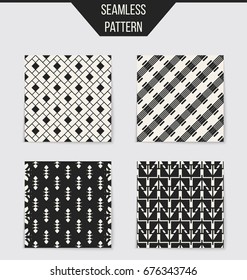 Abstract concept vector monochrome geometric pattern. Black and white minimal background. Creative illustration template. Seamless stylish texture. For wallpaper, surface, web design, textile, decor