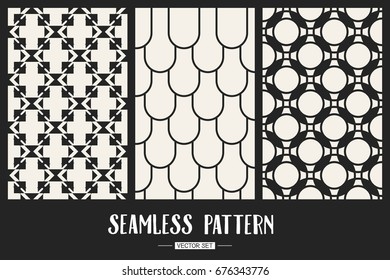 Abstract concept vector monochrome geometric pattern. Black and white minimal background. Creative illustration template. Seamless stylish texture. For wallpaper, surface, web design, textile, decor