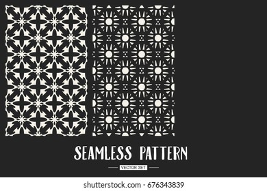 Abstract concept vector monochrome geometric pattern. Black and white minimal background. Creative illustration template. Seamless stylish texture. For wallpaper, surface, web design, textile, decor