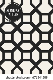 Abstract concept vector monochrome geometric pattern. Black and white minimal background. Creative illustration template. Seamless stylish texture. For wallpaper, surface, web design, textile, decor