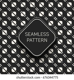 Abstract concept vector monochrome geometric pattern. Black and white minimal background. Creative illustration template. Seamless stylish texture. For wallpaper, surface, web design, textile, decor