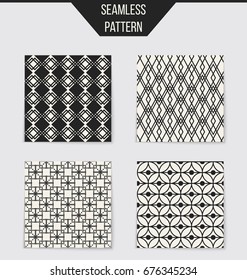 Abstract concept vector monochrome geometric pattern. Black and white minimal background. Creative illustration template. Seamless stylish texture. For wallpaper, surface, web design, textile, decor