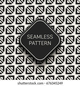 Abstract concept vector monochrome geometric pattern. Black and white minimal background. Creative illustration template. Seamless stylish texture. For wallpaper, surface, web design, textile, decor