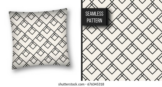 Abstract concept vector monochrome geometric pattern. Black and white minimal background. Creative illustration template. Seamless stylish texture. For wallpaper, surface, web design, textile, decor