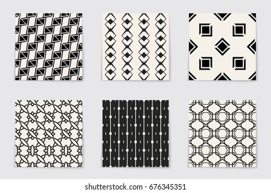 Abstract concept vector monochrome geometric pattern. Black and white minimal background. Creative illustration template. Seamless stylish texture. For wallpaper, surface, web design, textile, decor
