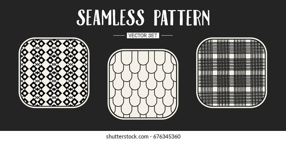 Abstract concept vector monochrome geometric pattern. Black and white minimal background. Creative illustration template. Seamless stylish texture. For wallpaper, surface, web design, textile, decor