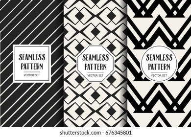 Abstract concept vector monochrome geometric pattern. Black and white minimal background. Creative illustration template. Seamless stylish texture. For wallpaper, surface, web design, textile, decor