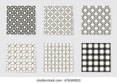 Abstract concept vector monochrome geometric pattern. Black and white minimal background. Creative illustration template. Seamless stylish texture. For wallpaper, surface, web design, textile, decor