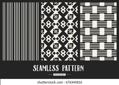 Abstract concept vector monochrome geometric pattern. Black and white minimal background. Creative illustration template. Seamless stylish texture. For wallpaper, surface, web design, textile, decor