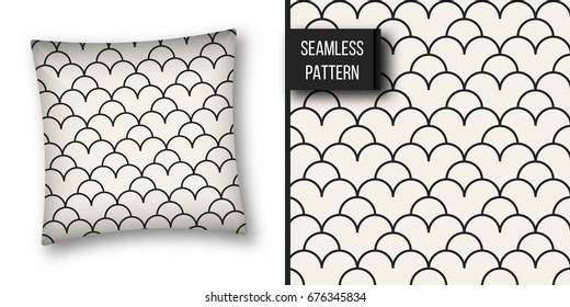 Abstract concept vector monochrome geometric pattern. Black and white minimal background. Creative illustration template. Seamless stylish texture. For wallpaper, surface, web design, textile, decor