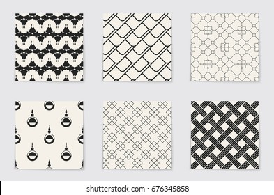Abstract concept vector monochrome geometric pattern. Black and white minimal background. Creative illustration template. Seamless stylish texture. For wallpaper, surface, web design, textile, decor