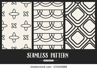 Abstract concept vector monochrome geometric pattern. Black and white minimal background. Creative illustration template. Seamless stylish texture. For wallpaper, surface, web design, textile, decor