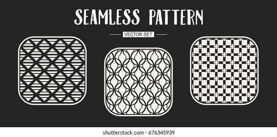 Abstract concept vector monochrome geometric pattern. Black and white minimal background. Creative illustration template. Seamless stylish texture. For wallpaper, surface, web design, textile, decor