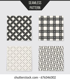 Abstract concept vector monochrome geometric pattern. Black and white minimal background. Creative illustration template. Seamless stylish texture. For wallpaper, surface, web design, textile, decor