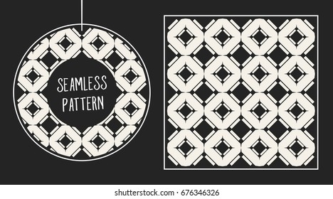 Abstract concept vector monochrome geometric pattern. Black and white minimal background. Creative illustration template. Seamless stylish texture. For wallpaper, surface, web design, textile, decor