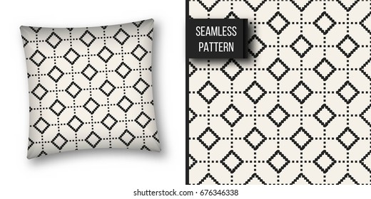 Abstract concept vector monochrome geometric pattern. Black and white minimal background. Creative illustration template. Seamless stylish texture. For wallpaper, surface, web design, textile, decor