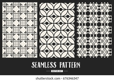 Abstract concept vector monochrome geometric pattern. Black and white minimal background. Creative illustration template. Seamless stylish texture. For wallpaper, surface, web design, textile, decor
