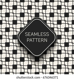 Abstract concept vector monochrome geometric pattern. Black and white minimal background. Creative illustration template. Seamless stylish texture. For wallpaper, surface, web design, textile, decor
