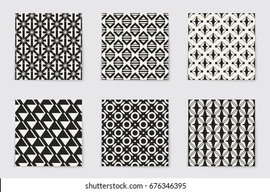 Abstract concept vector monochrome geometric pattern. Black and white minimal background. Creative illustration template. Seamless stylish texture. For wallpaper, surface, web design, textile, decor