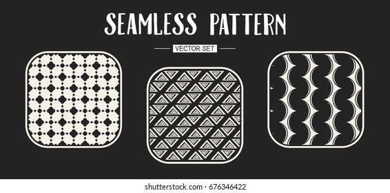 Abstract concept vector monochrome geometric pattern. Black and white minimal background. Creative illustration template. Seamless stylish texture. For wallpaper, surface, web design, textile, decor