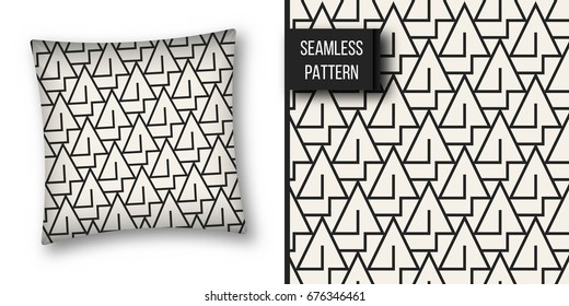 Abstract concept vector monochrome geometric pattern. Black and white minimal background. Creative illustration template. Seamless stylish texture. For wallpaper, surface, web design, textile, decor