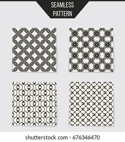 Abstract concept vector monochrome geometric pattern. Black and white minimal background. Creative illustration template. Seamless stylish texture. For wallpaper, surface, web design, textile, decor