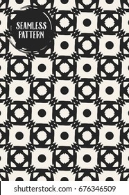 Abstract concept vector monochrome geometric pattern. Black and white minimal background. Creative illustration template. Seamless stylish texture. For wallpaper, surface, web design, textile, decor