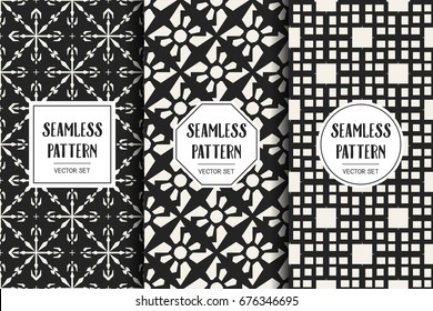 Abstract concept vector monochrome geometric pattern. Black and white minimal background. Creative illustration template. Seamless stylish texture. For wallpaper, surface, web design, textile, decor