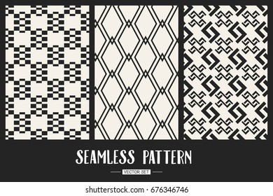 Abstract concept vector monochrome geometric pattern. Black and white minimal background. Creative illustration template. Seamless stylish texture. For wallpaper, surface, web design, textile, decor