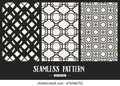 Abstract concept vector monochrome geometric pattern. Black and white minimal background. Creative illustration template. Seamless stylish texture. For wallpaper, surface, web design, textile, decor