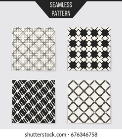 Abstract concept vector monochrome geometric pattern. Black and white minimal background. Creative illustration template. Seamless stylish texture. For wallpaper, surface, web design, textile, decor