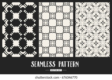 Abstract concept vector monochrome geometric pattern. Black and white minimal background. Creative illustration template. Seamless stylish texture. For wallpaper, surface, web design, textile, decor