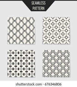 Abstract concept vector monochrome geometric pattern. Black and white minimal background. Creative illustration template. Seamless stylish texture. For wallpaper, surface, web design, textile, decor