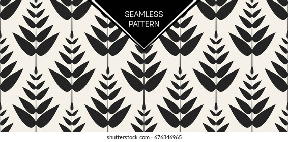 Abstract concept vector monochrome geometric pattern. Black and white minimal background. Creative illustration template. Seamless stylish texture. For wallpaper, surface, web design, textile, decor