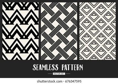 Abstract concept vector monochrome geometric pattern. Black and white minimal background. Creative illustration template. Seamless stylish texture. For wallpaper, surface, web design, textile, decor