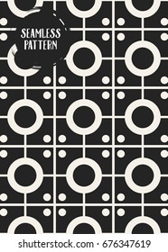Abstract concept vector monochrome geometric pattern. Black and white minimal background. Creative illustration template. Seamless stylish texture. For wallpaper, surface, web design, textile, decor