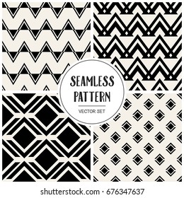 Abstract concept vector monochrome geometric pattern. Black and white minimal background. Creative illustration template. Seamless stylish texture. For wallpaper, surface, web design, textile, decor