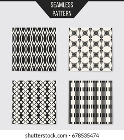 Abstract concept vector monochrome geometric pattern. Black and white minimal background. Creative illustration template. Seamless stylish texture. For wallpaper, surface, web design, textile, decor