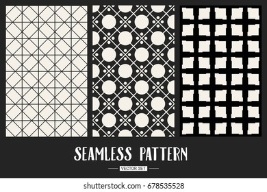 Abstract concept vector monochrome geometric pattern. Black and white minimal background. Creative illustration template. Seamless stylish texture. For wallpaper, surface, web design, textile, decor