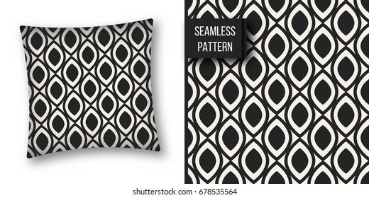 Abstract concept vector monochrome geometric pattern. Black and white minimal background. Creative illustration template. Seamless stylish texture. For wallpaper, surface, web design, textile, decor