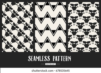 Abstract concept vector monochrome geometric pattern. Black and white minimal background. Creative illustration template. Seamless stylish texture. For wallpaper, surface, web design, textile, decor