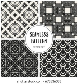 Abstract concept vector monochrome geometric pattern. Black and white minimal background. Creative illustration template. Seamless stylish texture. For wallpaper, surface, web design, textile, decor