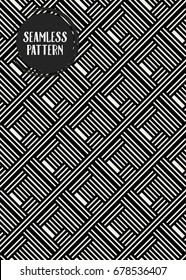Abstract concept vector monochrome geometric pattern. Black and white minimal background. Creative illustration template. Seamless stylish texture. For wallpaper, surface, web design, textile, decor