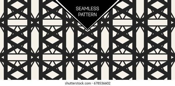 Abstract concept vector monochrome geometric pattern. Black and white minimal background. Creative illustration template. Seamless stylish texture. For wallpaper, surface, web design, textile, decor