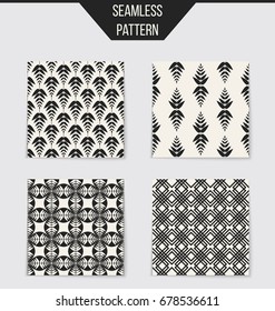 Abstract concept vector monochrome geometric pattern. Black and white minimal background. Creative illustration template. Seamless stylish texture. For wallpaper, surface, web design, textile, decor