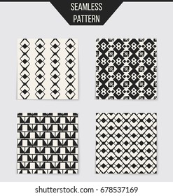Abstract concept vector monochrome geometric pattern. Black and white minimal background. Creative illustration template. Seamless stylish texture. For wallpaper, surface, web design, textile, decor