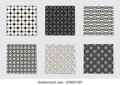 Abstract concept vector monochrome geometric pattern. Black and white minimal background. Creative illustration template. Seamless stylish texture. For wallpaper, surface, web design, textile, decor