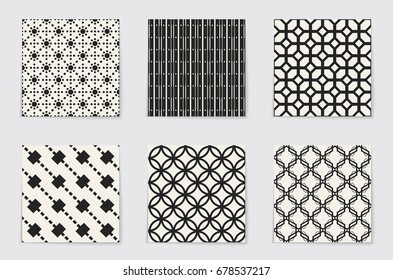 Abstract concept vector monochrome geometric pattern. Black and white minimal background. Creative illustration template. Seamless stylish texture. For wallpaper, surface, web design, textile, decor