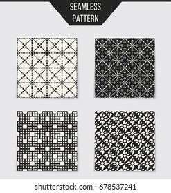 Abstract concept vector monochrome geometric pattern. Black and white minimal background. Creative illustration template. Seamless stylish texture. For wallpaper, surface, web design, textile, decor